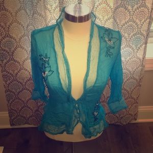 Sheer blue beaded top